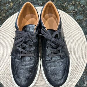 Lacoste Men's Black Leather Sneakers with Tan Lining